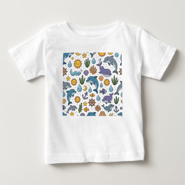 Camiseta padrão de golfinhos (Frente)