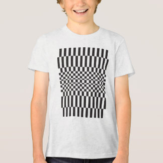 Camiseta Padrão de Grade de Xadrez Geométrico