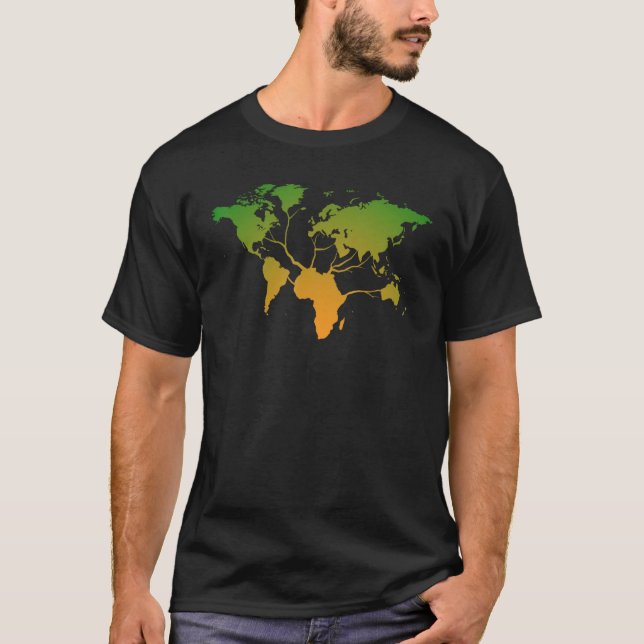 Camiseta Padrão de Gradiente de Raiz do Mapa da África Mapa (Frente)