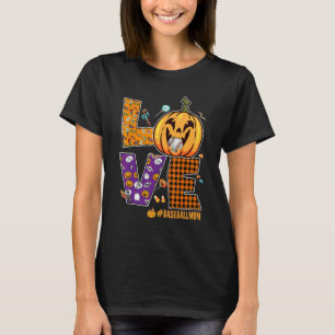Camiseta Padrão de Halloween de Carta de Amor de Mãe Baseba