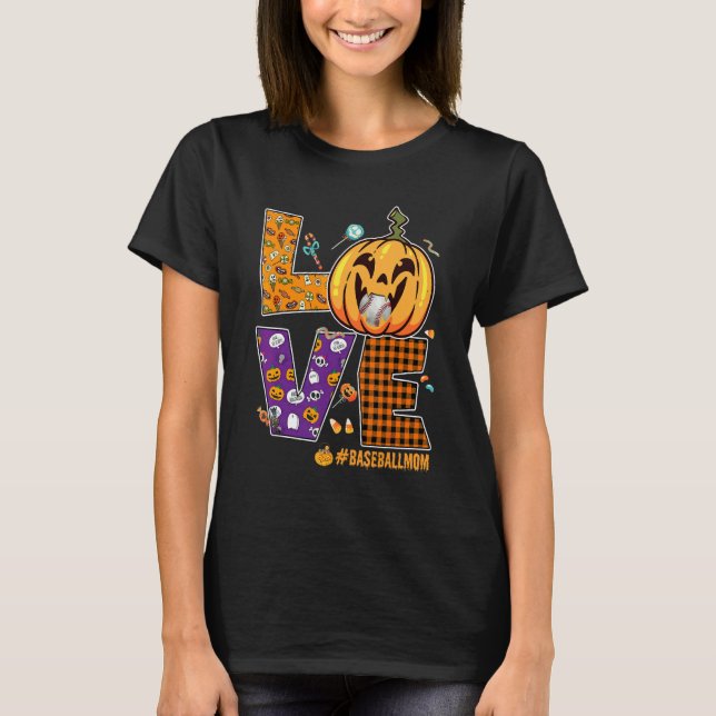 Camiseta Padrão de Halloween de Carta de Amor de Mãe Baseba (Frente)