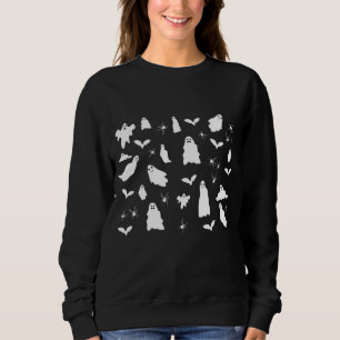 Camiseta Padrão de Halloween de Fantasma, Morcegos e Aranha