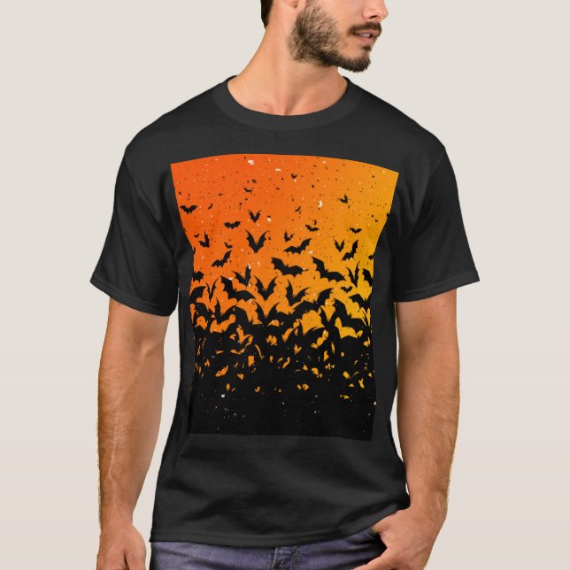 Camiseta Padrão de Halloween do Vampiro Drácula de Silhouet (Frente)