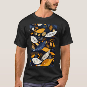 Camiseta padrão de ilustração de peixe azul amarelo