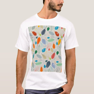 Camiseta Padrão de Ilustração do Vintage Autumn Deixa