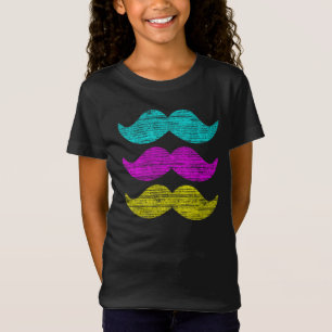 Camiseta Padrão de Impressão de Bigode em Cor CMY