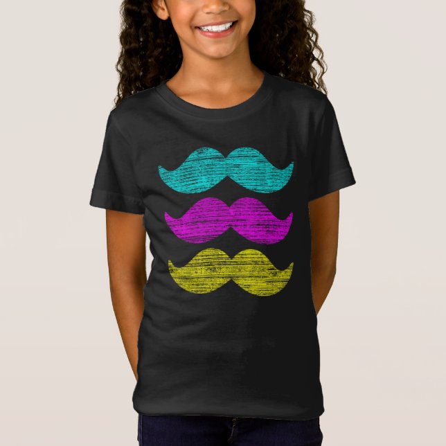 Camiseta Padrão de Impressão de Bigode em Cor CMY (Frente)