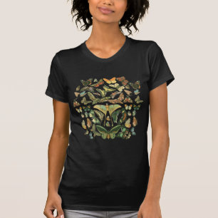 Camiseta Padrão de Impressão de Borboleta Mariposa Vintage