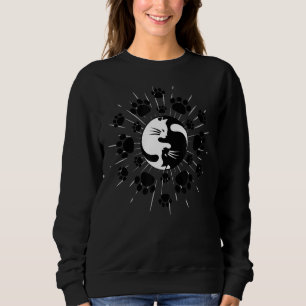 Camiseta Padrão de impressão de pata preto e branco Yin Yan