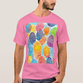 Camiseta Padrão de impressão digital colorido