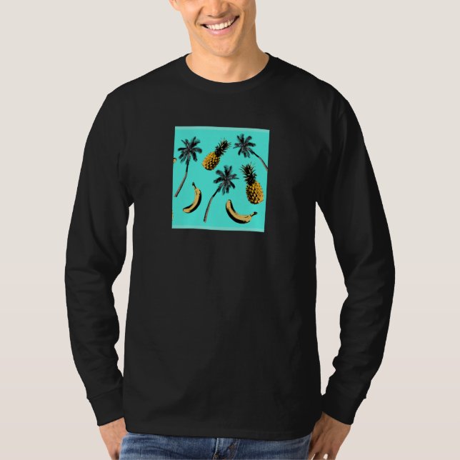 Camiseta Padrão de Impressão Tropical (Frente)