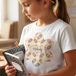 Camiseta Padrão de Lápis Fofo de Volta para a Escola