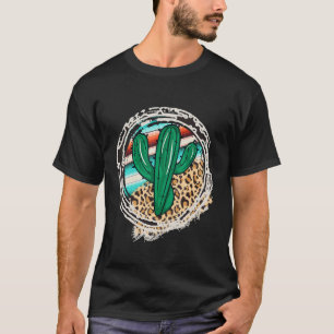 Camiseta Padrão de Leopardo Cacto Serape Impressão Cowgirl