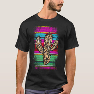 Camiseta Padrão de Leopardo Cacto Serape Impressão Cowgirl
