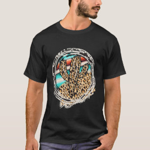 Camiseta Padrão de leopardo Cacto Serape Impressão Cowgirl 