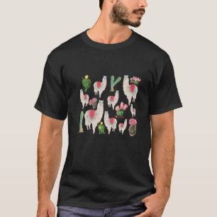 Camiseta Padrão de Lhama e Cacto da Festa Fofa