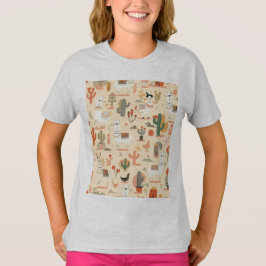 Camiseta Padrão de Lhamas do Deserto Divertido