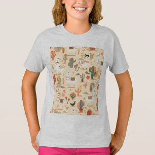 Camiseta Padrão de Lhamas do Deserto Divertido