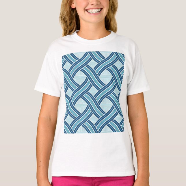 Camiseta Padrão de Linhas Azuis (Frente)