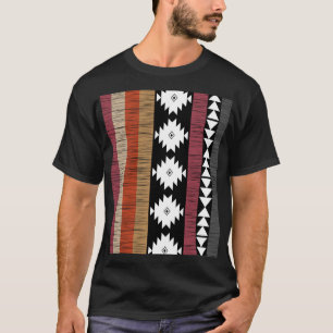 Camiseta Padrão de Linhas Coloridas Étnicas Nativas
