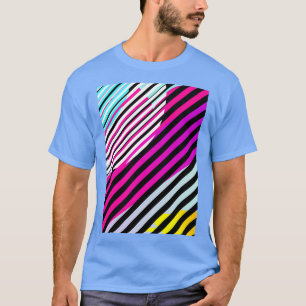 Camiseta Padrão de linhas pastel neon