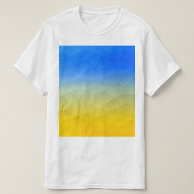 Camiseta Padrão de malha geométrica azul-ucraniano (Frente do Design)