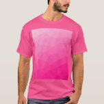 Camiseta Padrão de malha geométrica com gradiente rosa quen<br><div class="desc">Camiseta geométrica moderna e elegante para qualquer pessoa. 
Padrão de malha geométrica com gradiente rosa quente,  triângulos brilhantes ombre. Malha geométrica triangular com design de gradiente ombre.</div>