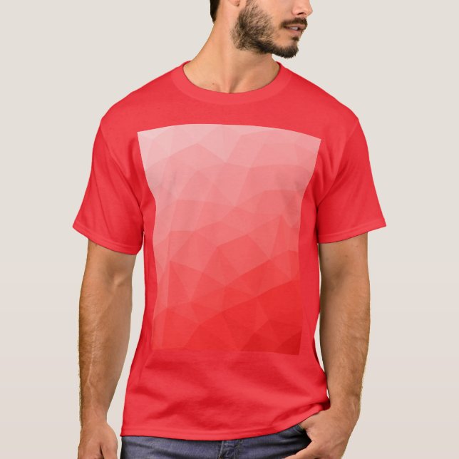 Camiseta Padrão de malha geométrica do gradiente vermelho (Frente)