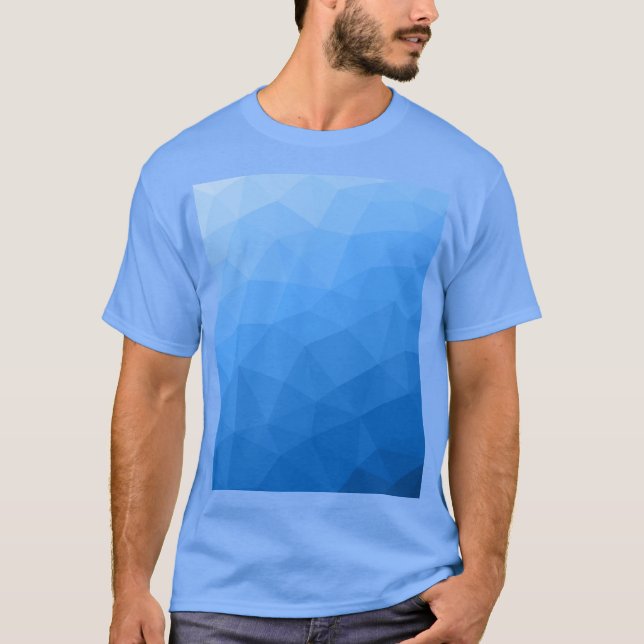 Camiseta Padrão de malha geométrica gradiente azul claro (Frente)