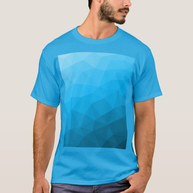 Camiseta Padrão de malha geométrica gradiente ciano azul (Frente)