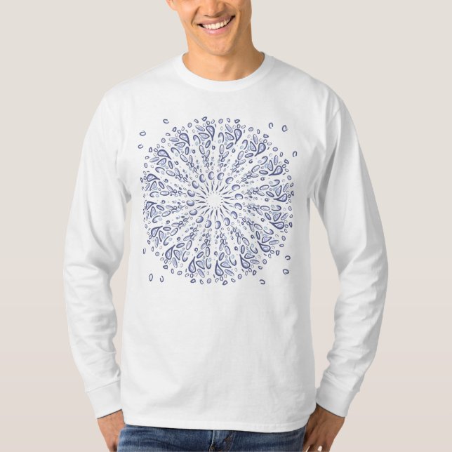 Camiseta Padrão de mandala azul (Frente)