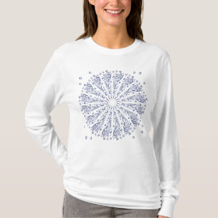Camiseta Padrão de mandala azul