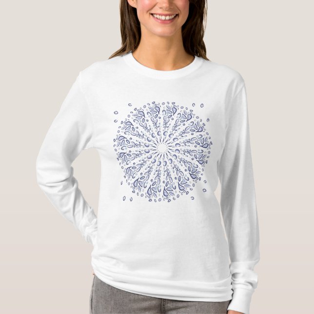 Camiseta Padrão de mandala azul (Frente)