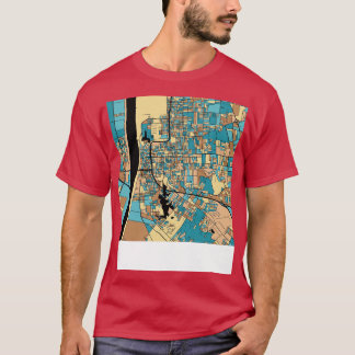 Camiseta Padrão de Mapa de Rouge do Baton no Pastel TShi do