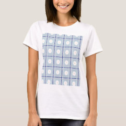Camiseta Padrão de Margarida de Xadrez Azul