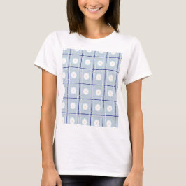 Camiseta Padrão de Margarida de Xadrez Azul