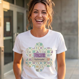 Camiseta Padrão de Matemática Escolar de Professora Fofa 