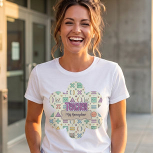Camiseta Padrão de Matemática Escolar de Professora Fofa