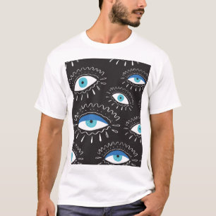Camiseta Padrão de Moda de Penas Oculares Tribais