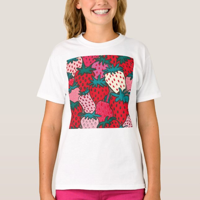 Camiseta Padrão de Morango (Frente)