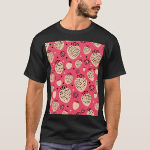 Camiseta Padrão de morango cor-de-rosa: design doce sem cos