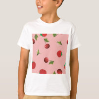 Padrão de Morango Vermelho e Cereja Fruta Rosa