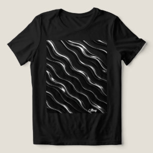 Camiseta Padrão de Movimento Líquido Cromo   Futurista Femi