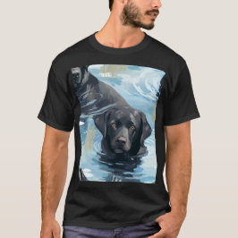 Camiseta Padrão de Natação do Labrador Preto