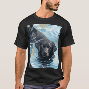 Camiseta Padrão de Natação do Labrador Preto