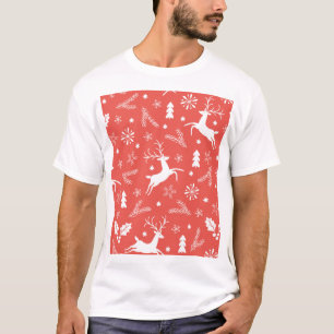 Camiseta Padrão de Natal Festivo Sem Costura