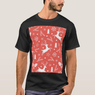 Camiseta Padrão de Natal Festivo Sem Costura