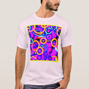Camiseta Padrão de Neon Colorido Vibrante