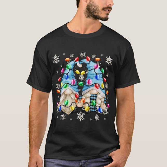 Camiseta Padrão De Neve E Natal Gnomo. (Frente)