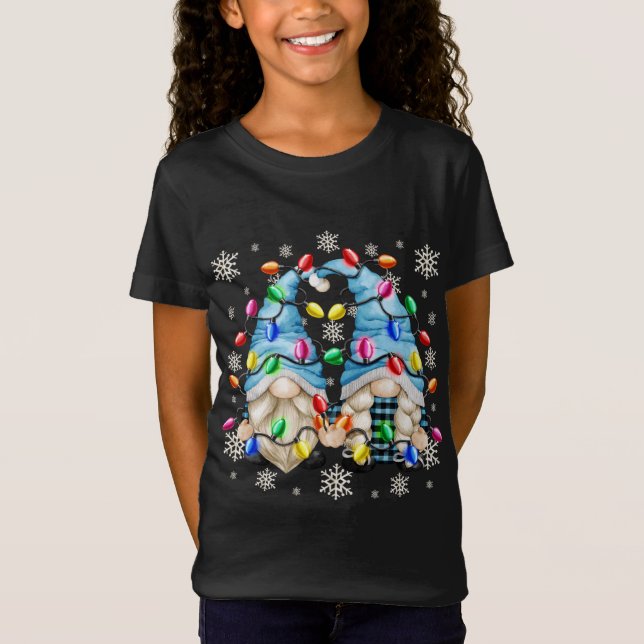 Camiseta Padrão De Neve E Natal Gnomo. (Frente)